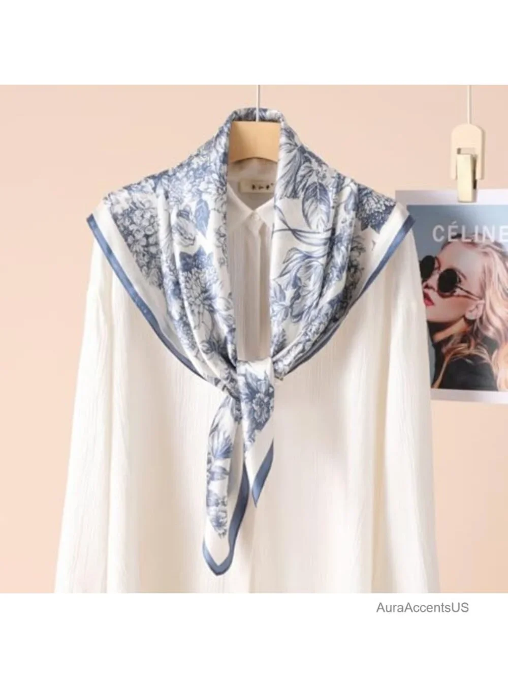 100% Mulberry Silk Scarf for Women, Large Square Bandana Neckerchief 35x35